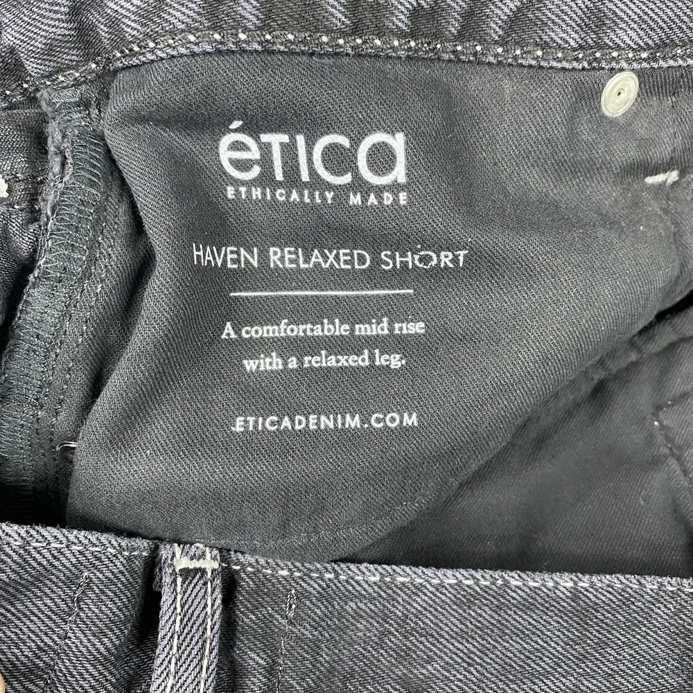 Etica Women Sz 28 Haven Relaxed Button Fly Shorts Cut-off Distressed Black Pearl